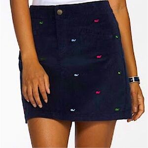 Vineyard Vines Whale Embroidered Cord Skirt by Step & Ian Navy Blue Size 2